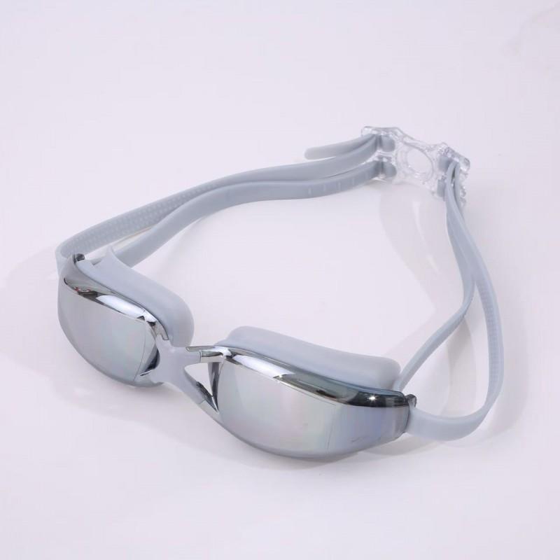 Adult Waterproof Anti-Fog Swim Goggles Myopia Electroplated Large Frame Earplug Protective Glasses