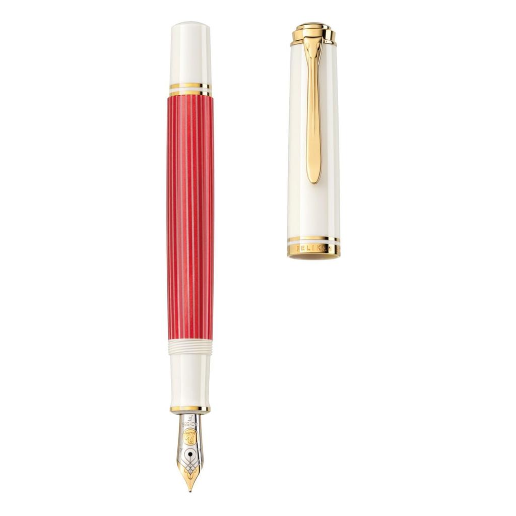 Pelikan M600 EF Extra Feine Füllfederhalter in Rot und Limitierte Offiziell Importierte Souverän Weiß, Edition,
