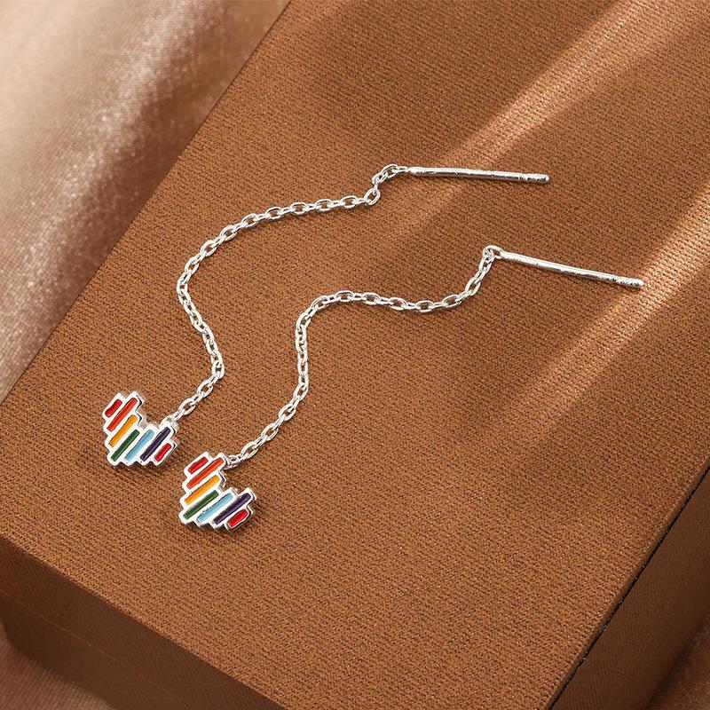 

High Quality Copper Color Tassel hanging Heart Earrings For Women Girls Fashion Zircon Accessories 2024