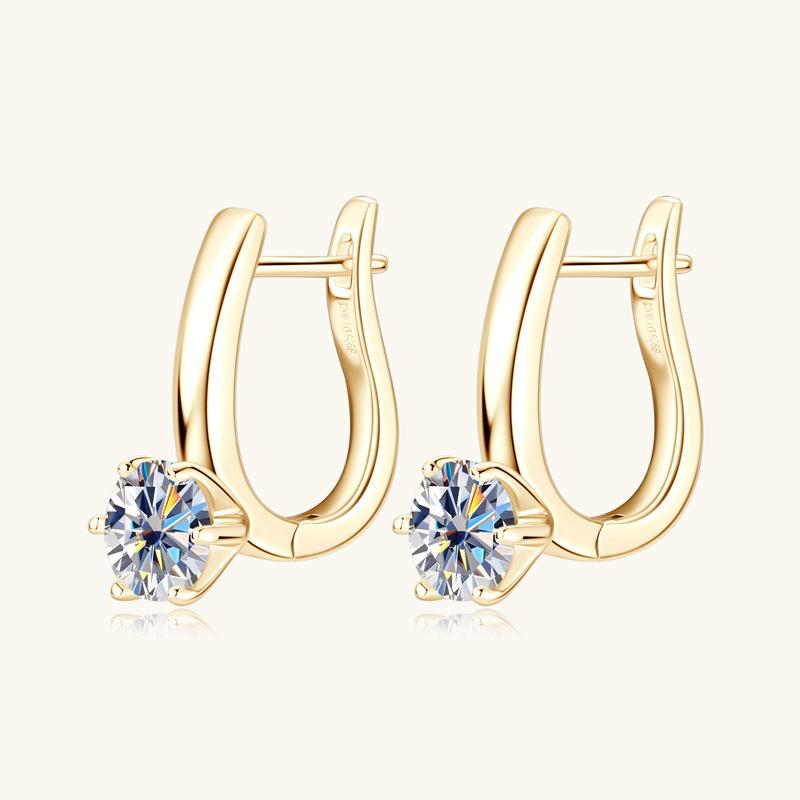 Silvere Glam Best-selling, Fashionable And Versatile Classic Six-prong Moissanite Earrings With Ear Buckles And Simple Silver Earrings