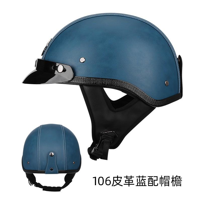 Vintage-Style Half Face Motorcycle Helmet Men Women PC Shell Retro Leather Design All Season Scooter Riding