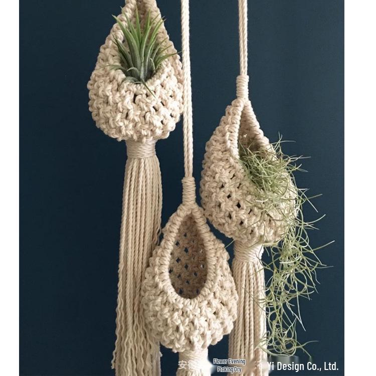 Handmade Nordic Bohemian Woven Tapestry Net Bag for Air Plants & Flowers