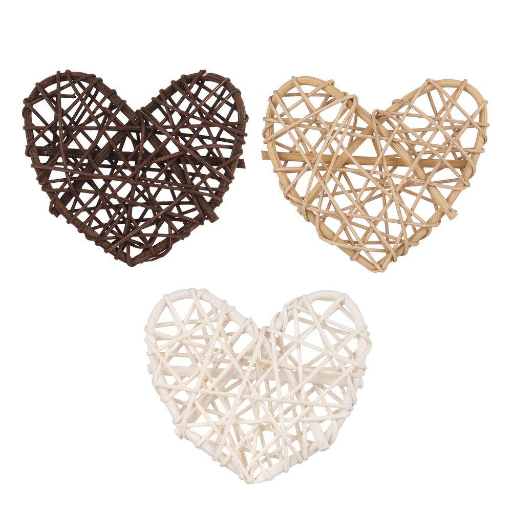 10pcs Mixed Color Wood Coffee White Rattan Ball Heart Stars Home Decorations Christmas Tree Ornament
