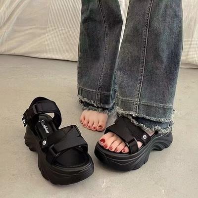 High Quality Women's Shoes Summer New Open Toe Women's Sandals Solid Color Casual Medium Heel Buckle Women's Sandals