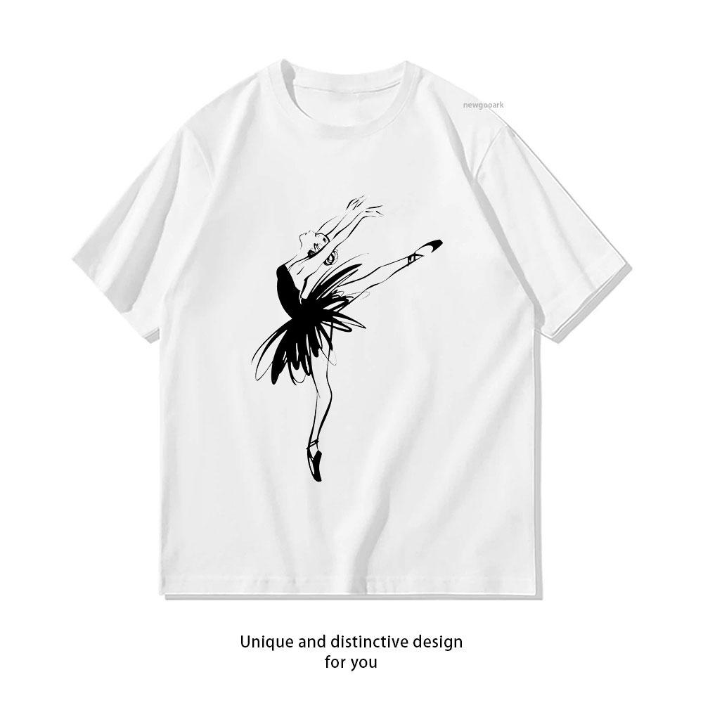 

Ballerina in tutu in perforUnisexce position TShirt Women Unisex Casual Cotton Graphic T Shirts Creative Camisetas 3XL