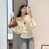 Korean Style V-Neck Batwing Sleeve Tie-Waist Slimming Sweater