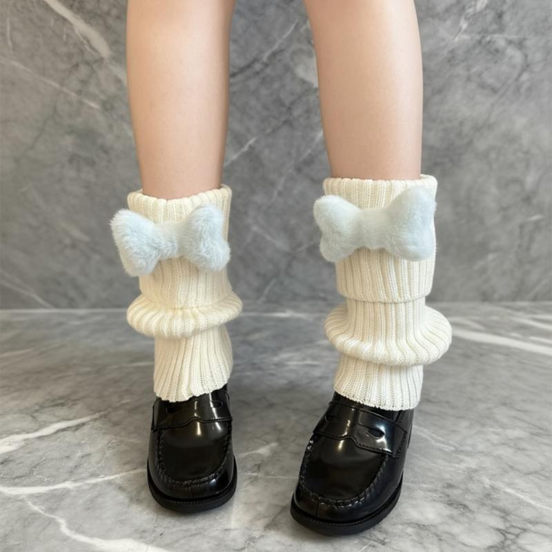 Stacked Crew Socks Japanese Lovely Design Nonslip Ribbed Leg Warmers For School Uniforms And Fashion
