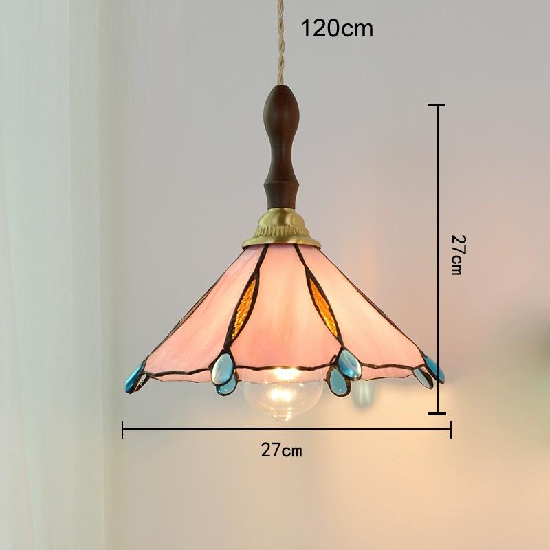 Home Garden LED Pendant Light Fixture Wood Copper Glass Lampshade Vintage Edison Bulb Hanging Lamp Restaurant Ceiling Chandelier