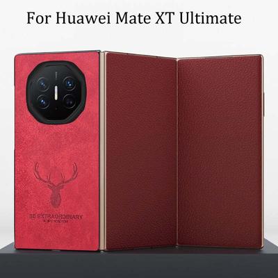 Für Huawei Mate XT Ultimate Cartoon Elch Hirschkopf Leder Handyhülle für HUAWEI Mate X5 X3 X2 Weiche Silikon Stoßstange Stoßfeste Abdeckung für Mate XT x5 x3