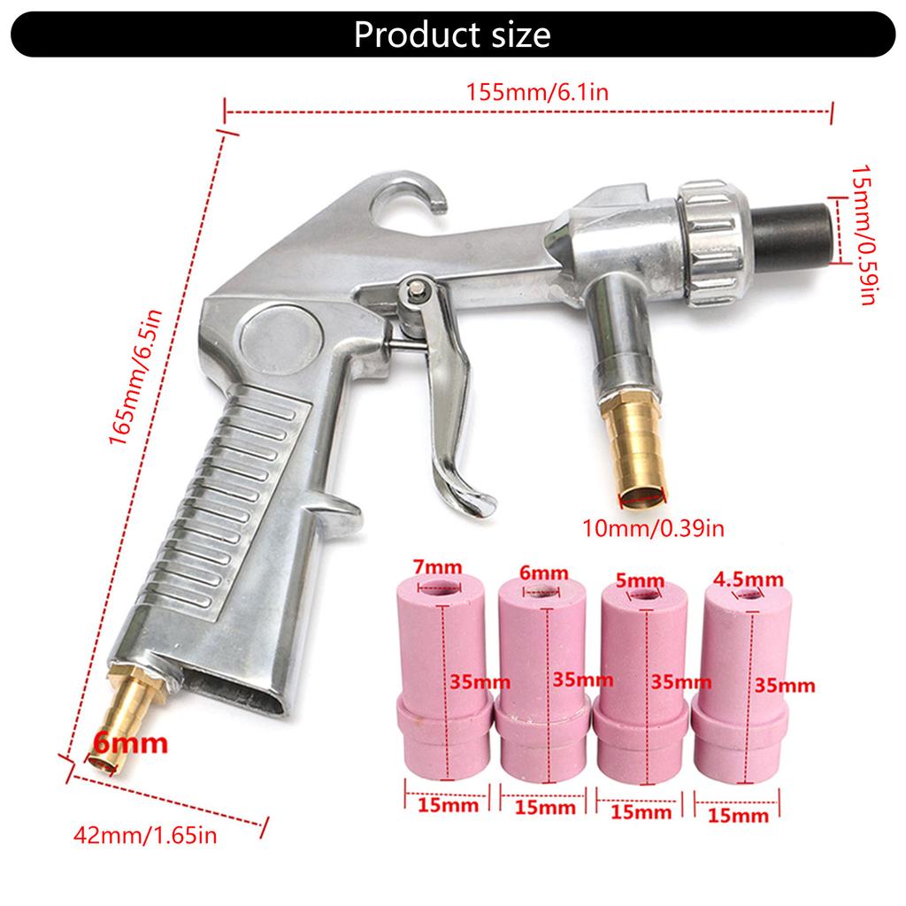 Sandblasting Guns Compressed Air with 4Pcs Ceramic Nozzles Sand Blasting Guns Accessories for Sandblasting Device