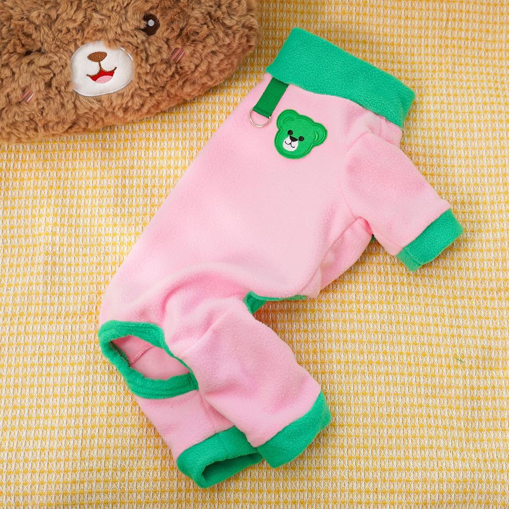 Pet British short, small and medium dog, cat clothes, autumn and winter dog fleece contrasting colors, tractable cat supplies clothing