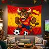 Fußballmannschaft Maskottchen Stier Wandteppich Wandbehang Fußball Thema Banner für Fußball-Pokal-Watch-Party Sportbar Wohnzimmer Zuhause