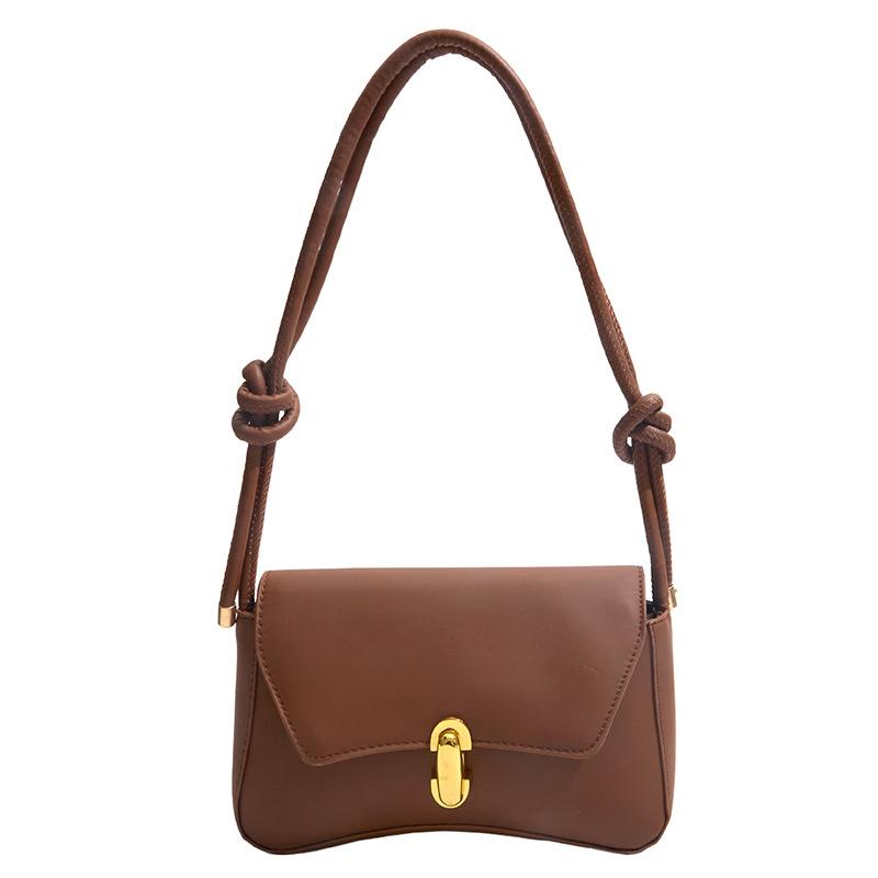 

Temperament simple design texture fresh new spring lock portable underarm shoulder bag crossbody bag коричневий