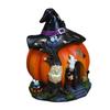 Pumpkin Figurine Happy Halloween Decorations Figurines Luminous Resin House For Home Haunted