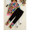 2pcs Girls' Casual Alphabet Print Long Sleeve Pullover & Long Pants Set | Crew Neck Knit Polyester with Slight Stretch