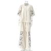 High-End Fashionable Cotton Linen Embroidery Wide-Leg Pants Suit for Women
