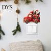 Easy Peel And Stick Wall Art Christmas Switch Stickers, Removable Santa Claus/Puppy/Reindeer/Elf/Pickup Truck Light Self Adhesive Festive Stickers