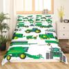 Cartoon Garbage Truck Duvet Cover Green Trash Truck Bedding Set Green Vehicle Car Comforter Cover Garbage Truck Toy Quilt Cover