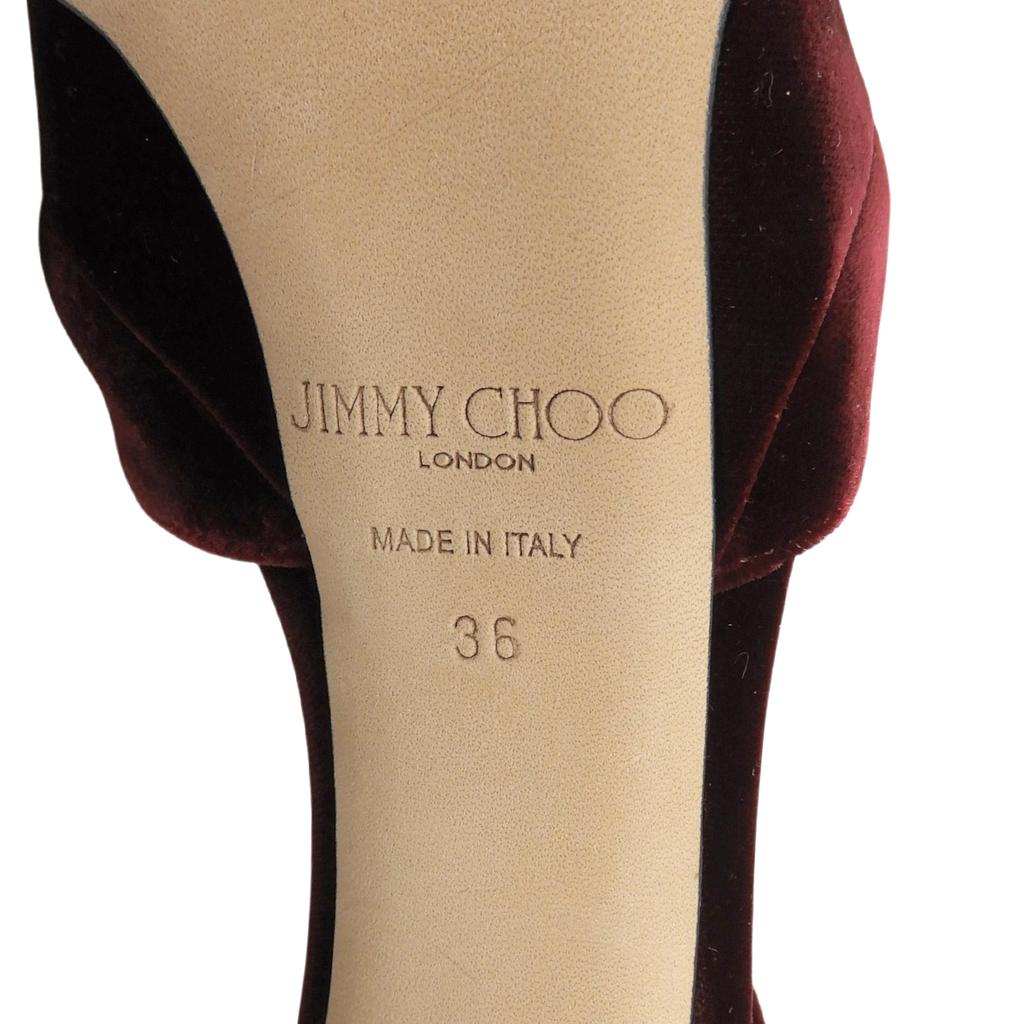 Pristine JIMMY CHOO Sandals PATTIE130 Bordeaux Velvet Women 36 Used