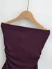 Irregular Slit Padded Bandeau Summer Top with Ruched Waist