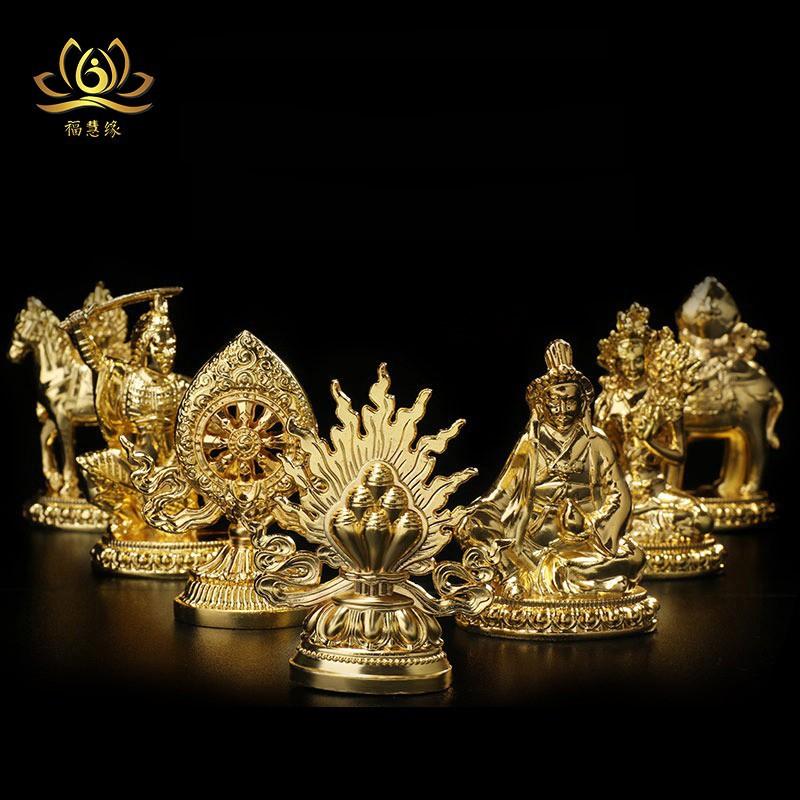 7pcs/set Gold Plating Tibetan Buddhist Supplies Seven Treasured Symbol Temple/Home/Office Putting Decorate Craft Statues