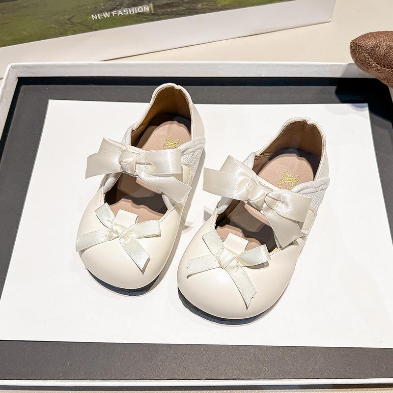 Dress Versatile Princess Single Shoes 2025 New Comfortable Leather Soft Sole Toddler Shoe Princess Party Shoes with Cute Bow