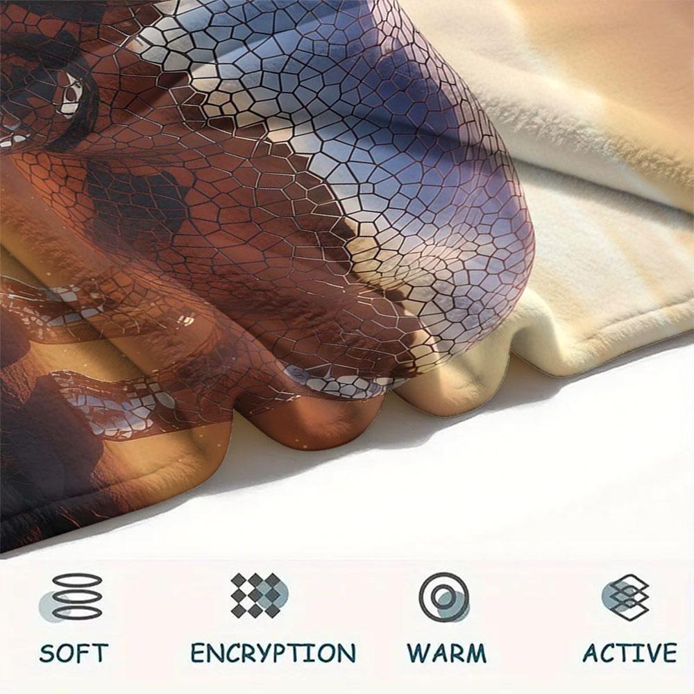 1Pc Mirroranimals Print Flannel Blanket, High quality Comfortable for All Seasons, Home Decor, Warmth and Comfort, Perfect for Christmas Gifts