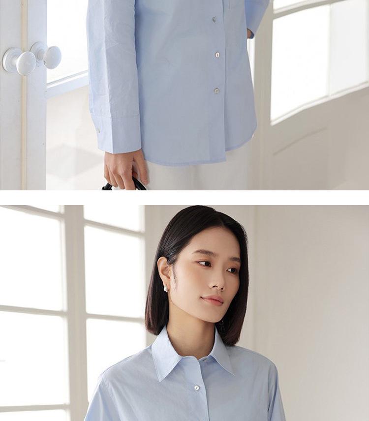 Rose Red Cotton Long-Sleeve Women's Shirt: Loose Fit, Slimming, Fashionable, Skin-Brightening - 2026 Spring Collection, Perfect for Commuting.