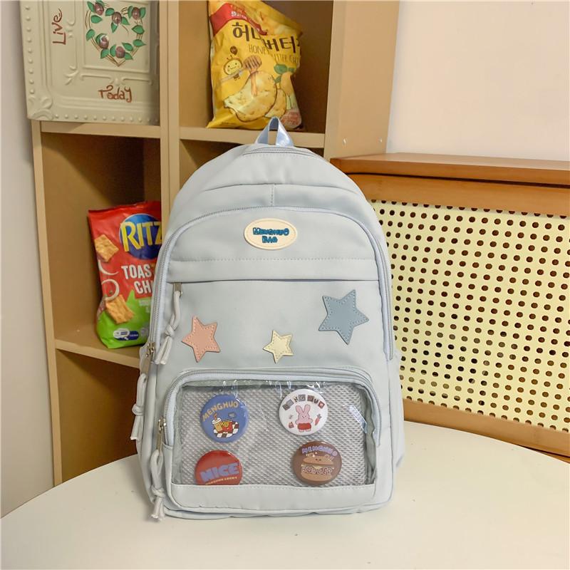 Japanese Cute Transparent Pain Bag Large Capacity Versatile College Style Girl Schoolbag Korean Style Backpack Storage