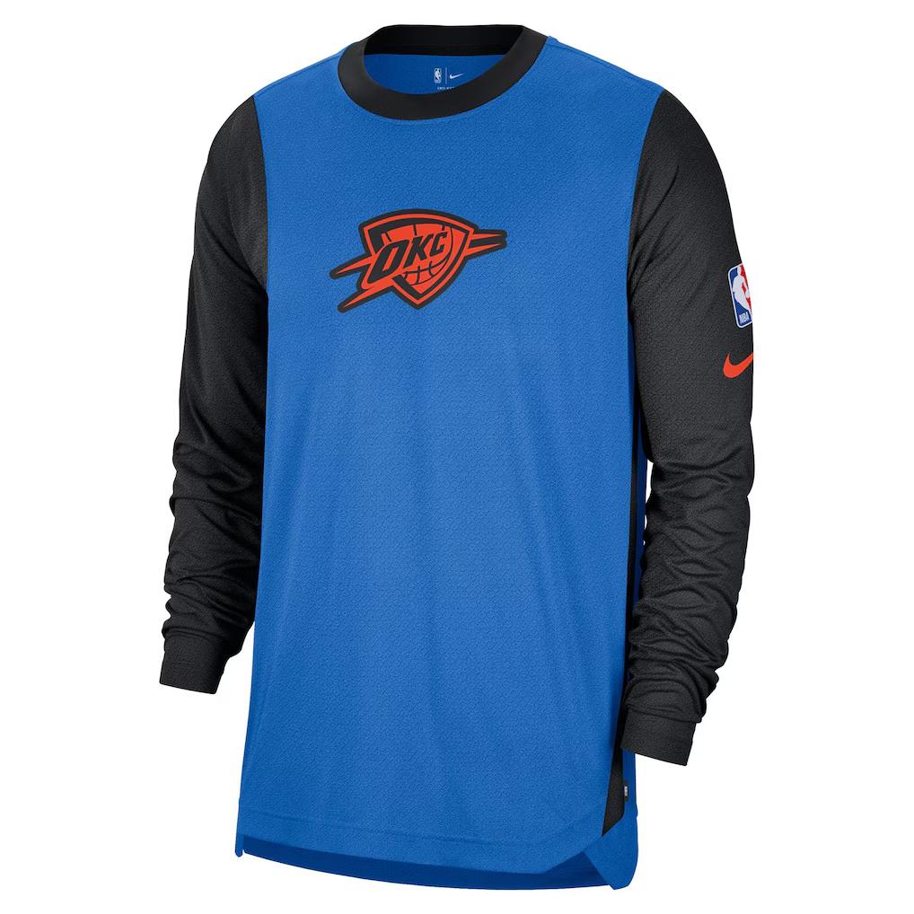 Nike Oklahoma City Thunder NBA 2024/25 City Edition Training Crew Neck Breathable Quick-Dry Long Sleeve Basketball Shirt Unisex tops FZ0107-403 M