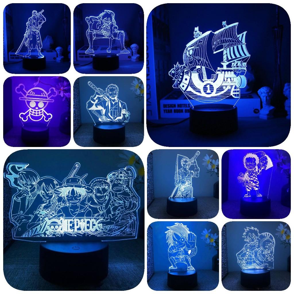 One Piece LED-Nachtlicht Kinderzimmerdeko Luffy Roronoa Zoro Acryllampe
