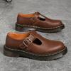 Low-top small leather shoes women's leather Crazy Horse brown large size short boots round head men's and women's casual tooling shoes
