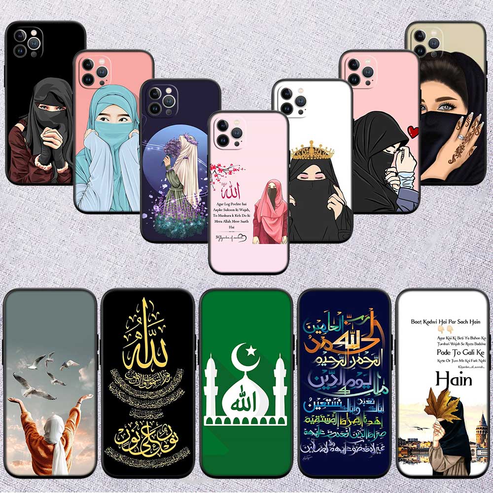 RE46 Muslim Girls Hijab Phone Case for Samsung Galaxy S20 S21 S22 Ultra FE + Plus A21S A22 A24 A25 A26 A30 A30S A31