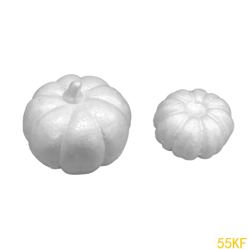 55KF 10Pcs Artificial Pumpkins 8cm OR 10cm White Foam Pumpkins for Fall Festival Thanksgiving Home Party Table Decoration