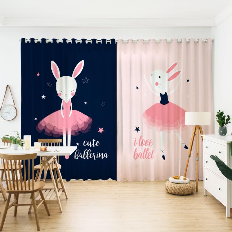 2024 The Whole House Custom Children's Cartoon Pink Princess Style Rrainbow Home Curtain Little Girl Bedroom Semi-blackout Drape