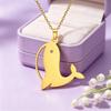 Skyrim Stainless Steel Cute Whale Pendant Necklace Women's Marine Animal Necklace Animal Couple Birthday Es Jewelry