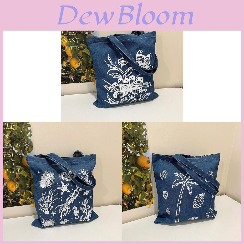 Denim Tote Bag For Women Large Capacity Casual School Shopping Shoulder Bag