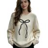 2026 European & American Autumn Fashion Casual Loose Bow Jacquard Knit Sweater – Round Neck Top