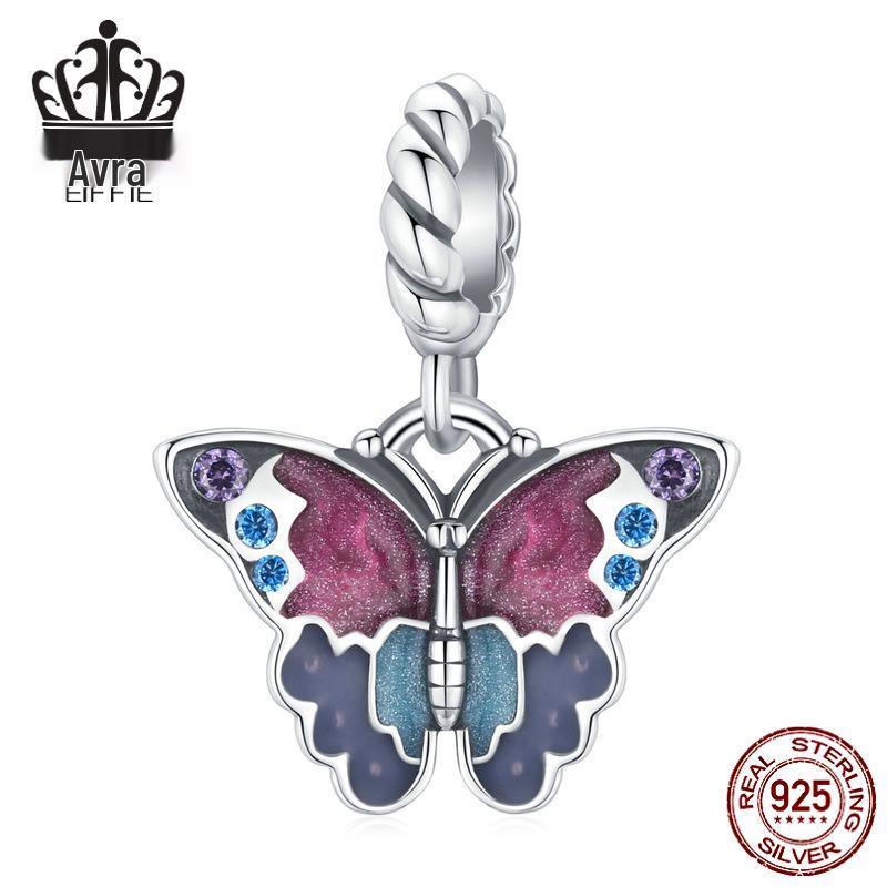 S925 Sterling Silver Exquisite Butterfly Tassel Beaded Pendant for DIY Jewelry