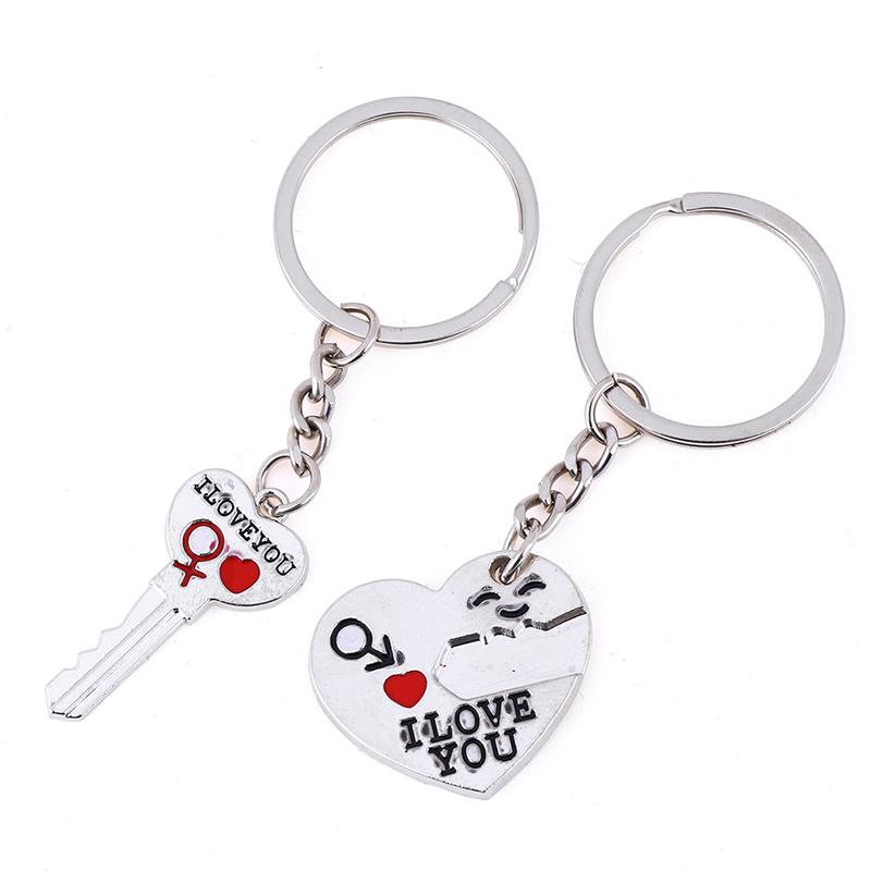 2Pcs/Lot Heart-Shaped Keychain Couple Valentine'S Day Lover Gift Secret Love