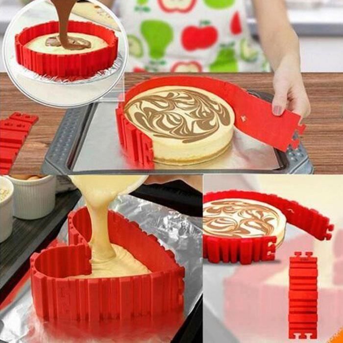 

Lot de 4pcs Magique Moule à Gâteau Modulable pour Forme Cœur et Autres Cake en Silicone Rouge (4pcs)