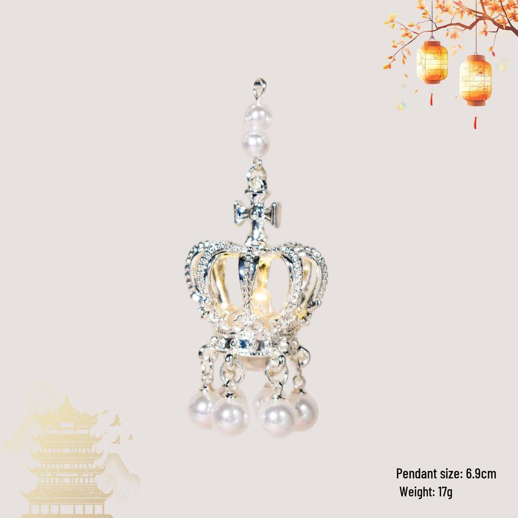 Luminous DIY Palace Lantern Fan Pendant Magnet Keychain Ornament - Ancient Style Accessory