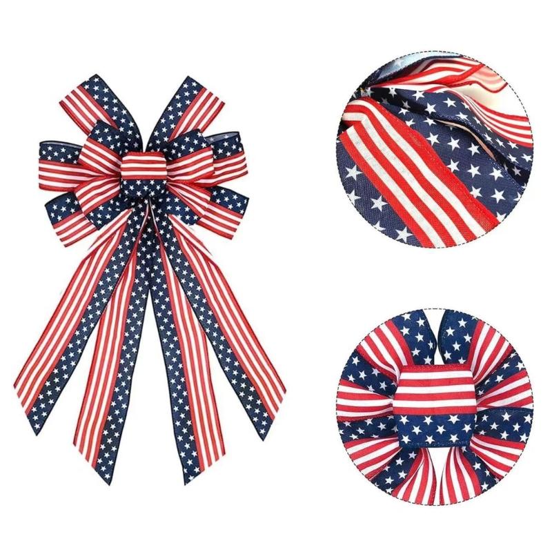 Festival Patriotic Ribbon Bows Handmade DIY Craft Decorative Bowknot For Independence Day Home Party Decoration