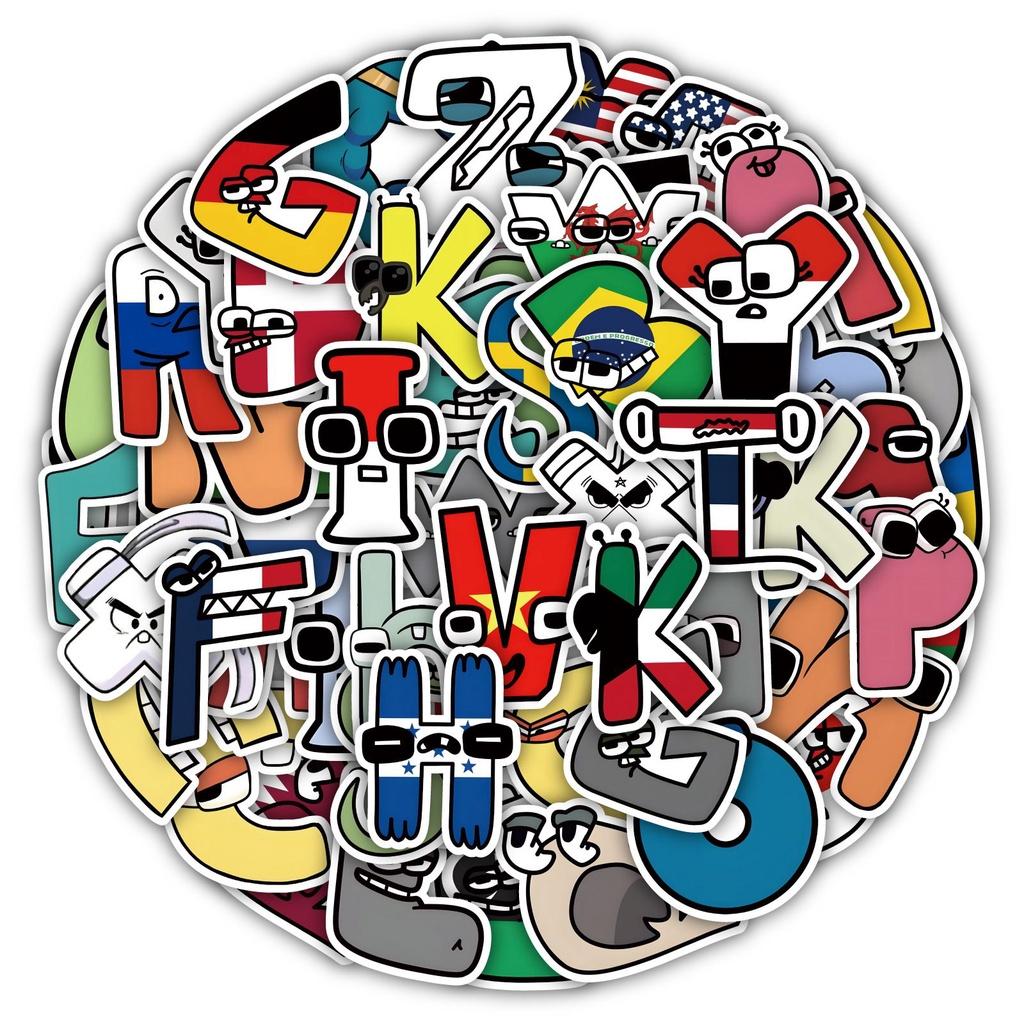 62pcs Alphabet Lore Pvc Reusable Stickers For Luggage Case/trolley Case Decor