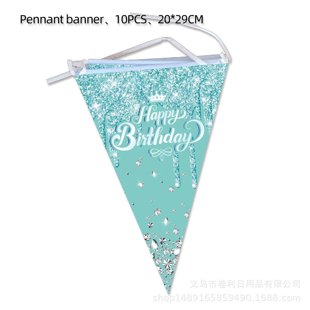 Diamond Themed Birthday Party Supplies Birthday Decorations Purple Pink Blue Tiffany Decorated Balloons Paper Plates Cutlery