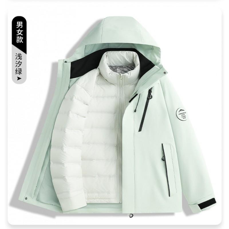 3-in-1 Detachable Waterproof Windproof Hiking Jacket With 90% Down Insulated Liner Men Women Outdoor Trekking Camping