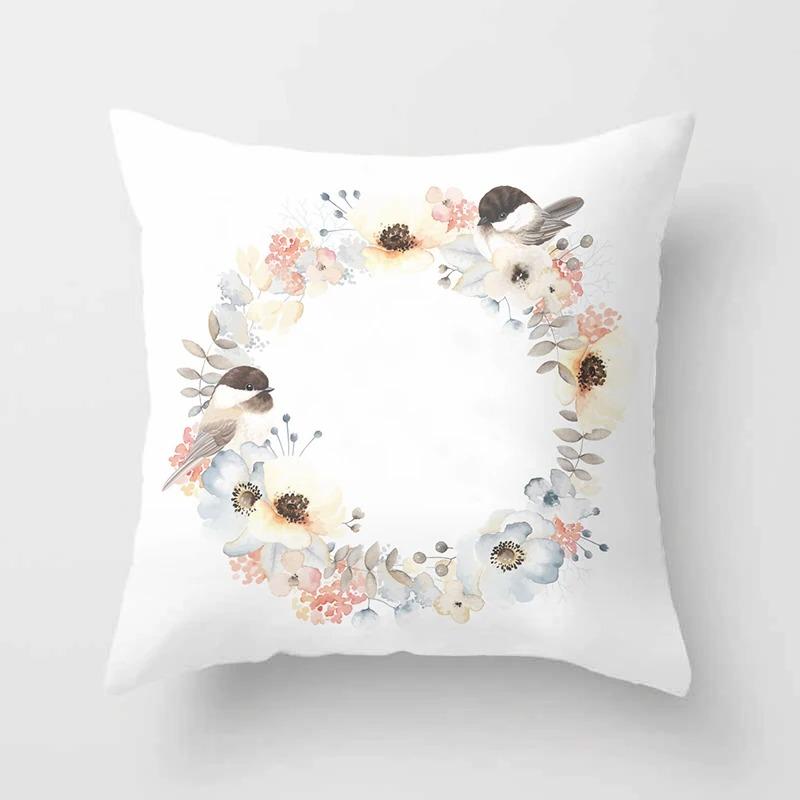 Birds and Flowers Decorative Pillowcases Living Room Office Home Pillowcases Car Ornaments