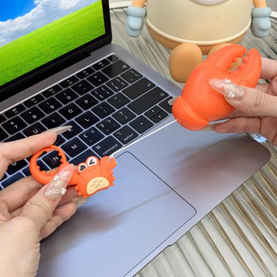 Kids Cartoon Crab Toy Pull Rope To Move Crab Claw No Battery Required Children Adults Animal Keychain Stress Relief Interactive Toy