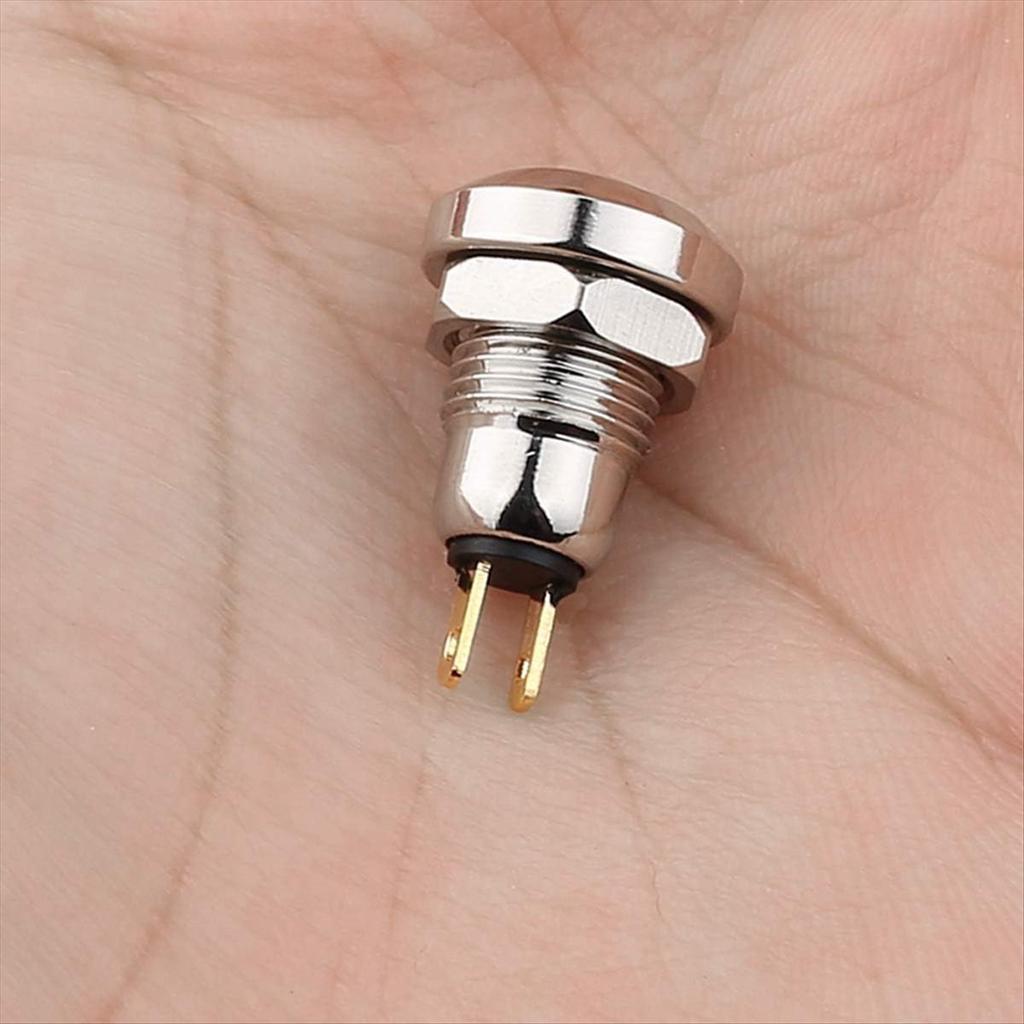 Momentary Push Button Switch Waterproof Silver Dot 8mm Mini Round DC36V/2A Self Reset for Power Doorbell