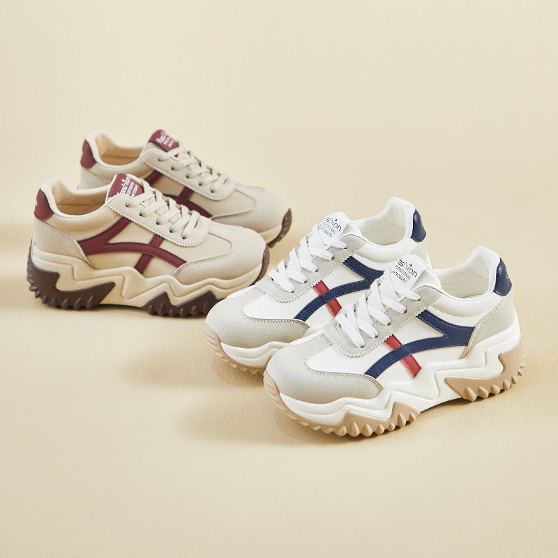 Popular dad shoes women's spring 2025 new women's shoes single soft-soled versatile niche thick-soled cotton shoes